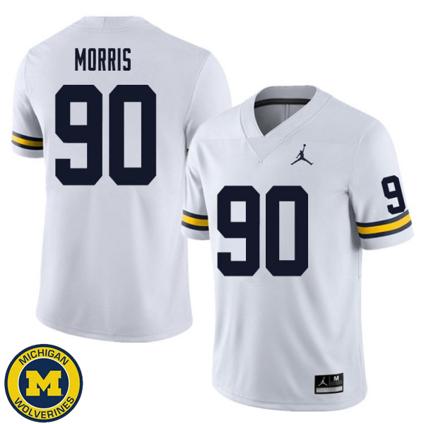 Mens University of Michigan #90 Mike Morris White College Football Jersey